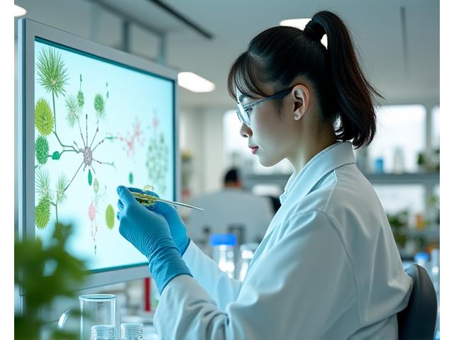 研究開発室で新しい製品のテストを行う研究員